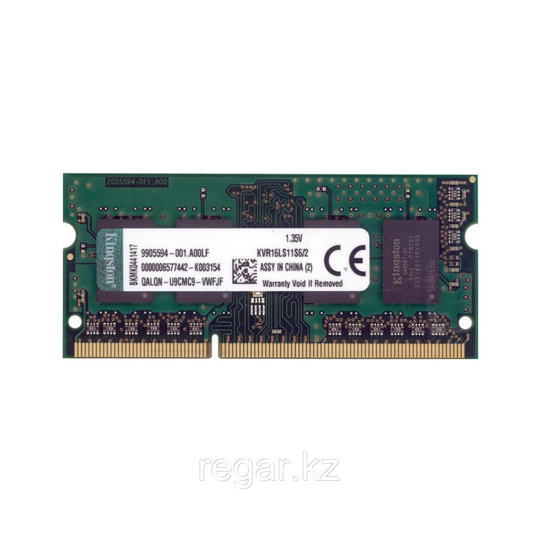 Модуль памяти для ноутбука Kingston ValueRAM KVR16LS11S6/2 DDR3 2GB 1600MHz - фото 1 - id-p111930388