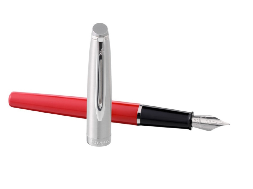 Перьевая ручка Embleme RED CT перо тонко (F) в подарочной коробке - фото 3 - id-p111932440