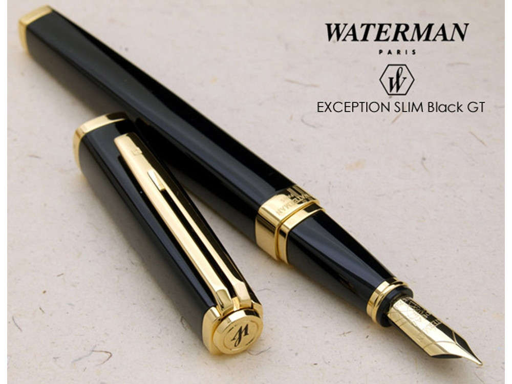 Перьевая ручка Waterman Exception, цвет: Slim Black GT, перо: F - фото 3 - id-p111932449
