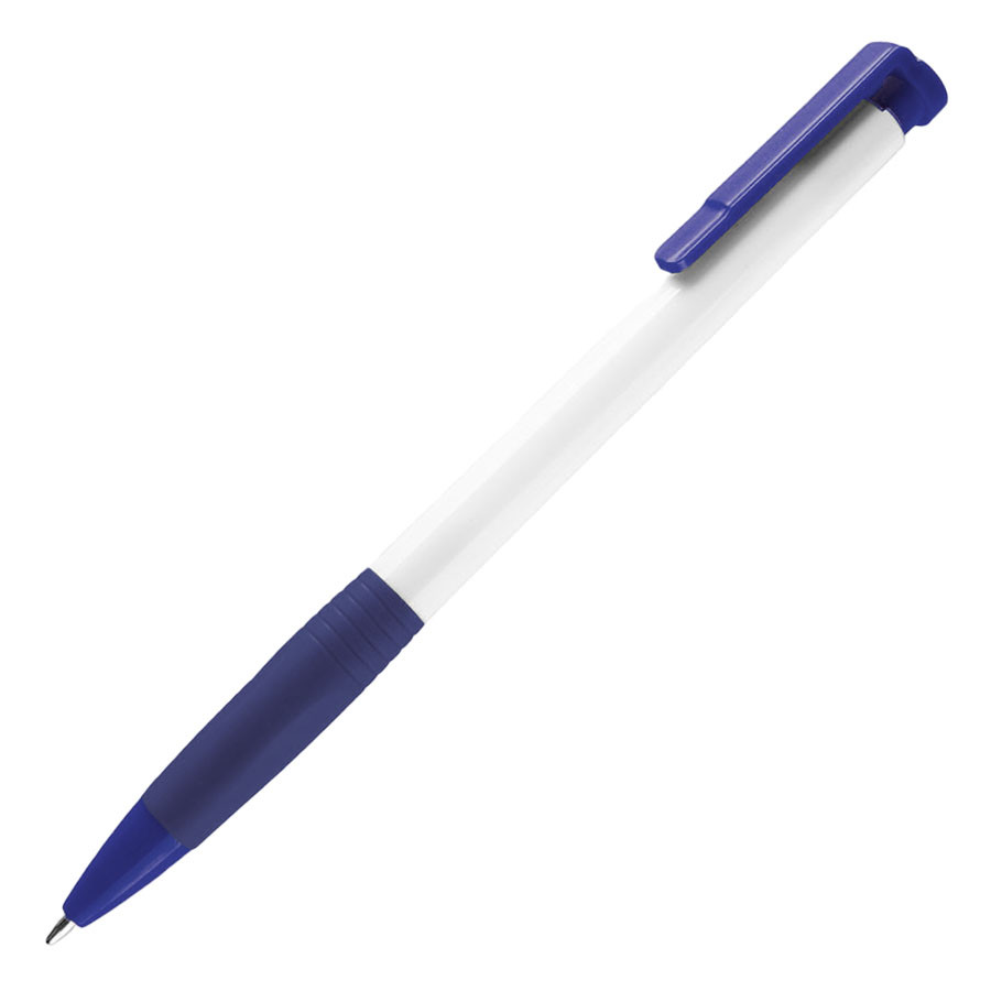 N13, ручка шариковая с грипом, пластик, белый, темно-синий, Белый, -, 38013 25