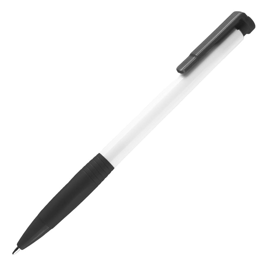 N13, ручка шариковая с грипом, пластик, белый, черный, Белый, -, 38013 35