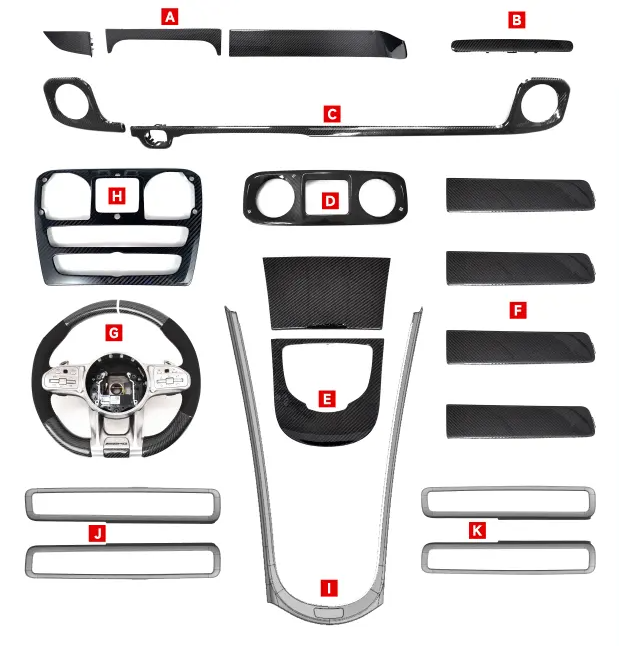 Карбоновый набор накладок в салон для Mercedes-Benz G-class W463A (464) - фото 1 - id-p111933547