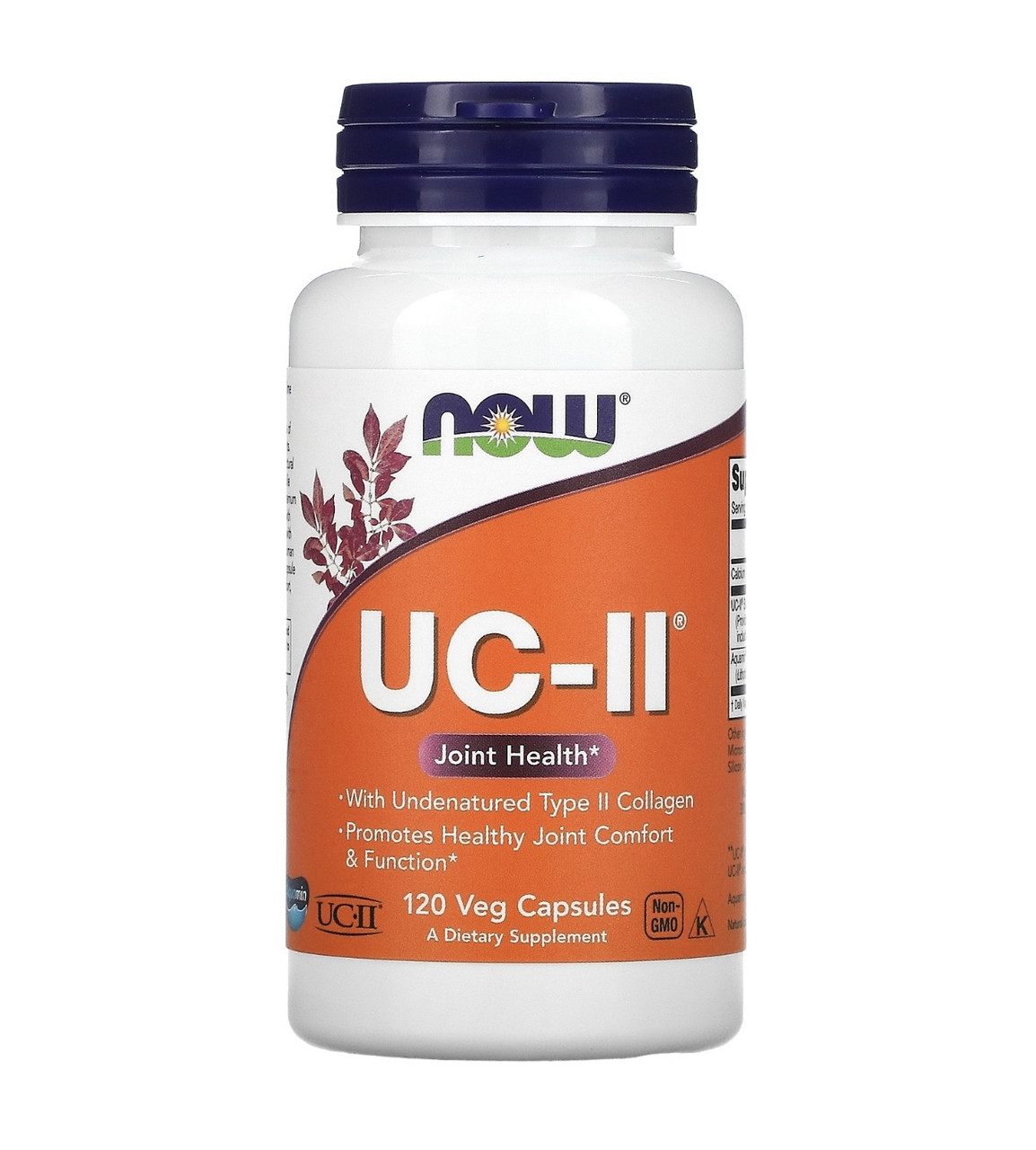 Now foods uc-II, добавка для здоровья суставов, неденатурированный коллаген типа ll, 120 растительных капсул - фото 1 - id-p111965168