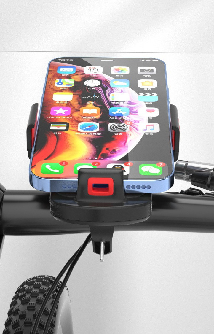 Держатель телефона "Bicycle Phone Holder" для велосипеда, электросамоката, детской коляски. Черно-красный. - фото 7 - id-p111969742