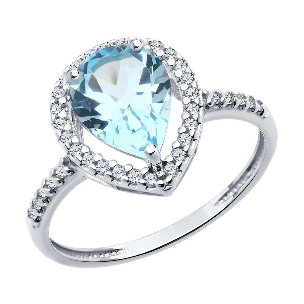 Кольцо из серебра с топазом и фианитами Diamant 94-310-02047-1 покрыто  родием