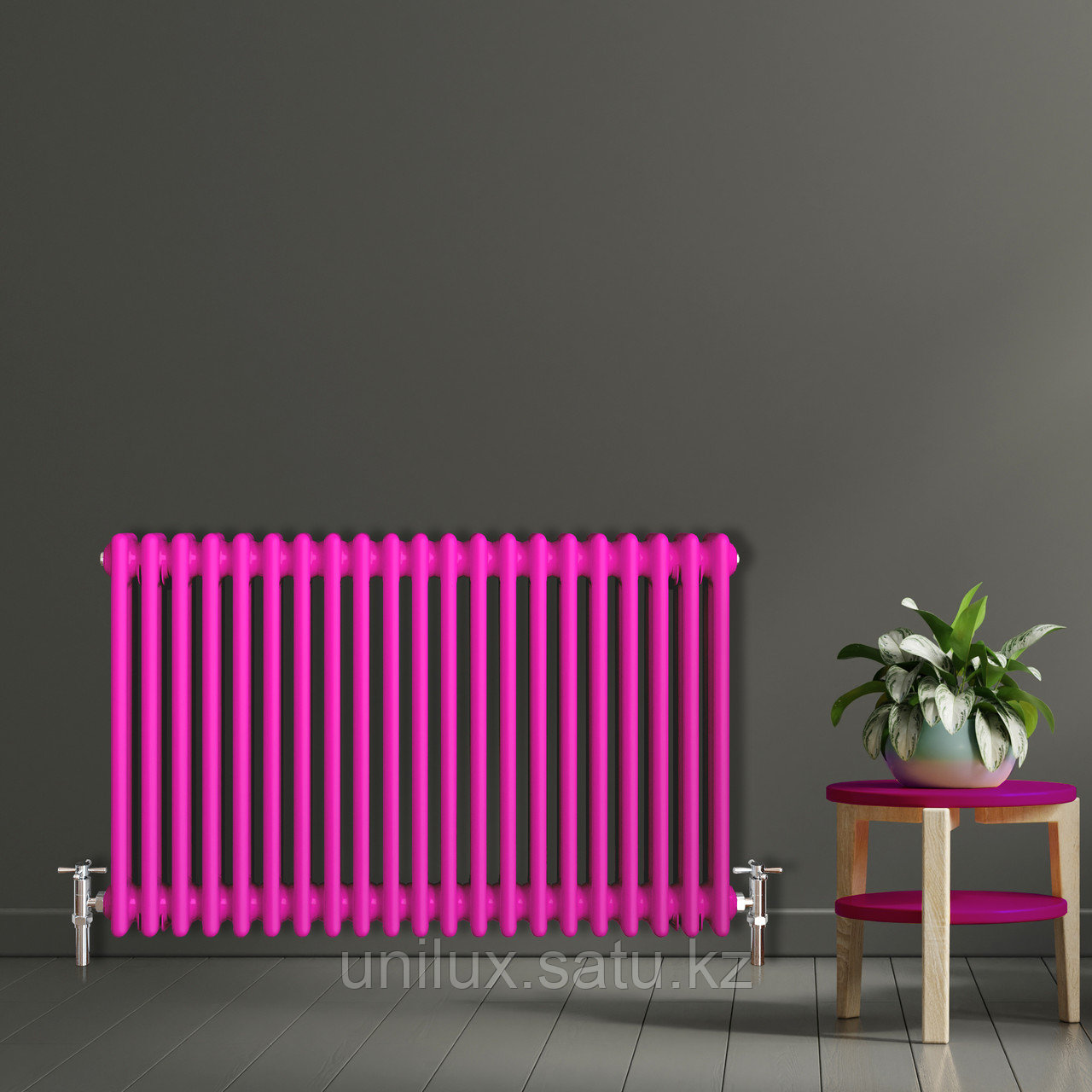 Радиатор 3x-трубчатый дизайнерский Unilux, 57см, 21 секция, 18 м², фиолетовый матовый - фото 1 - id-p111988846