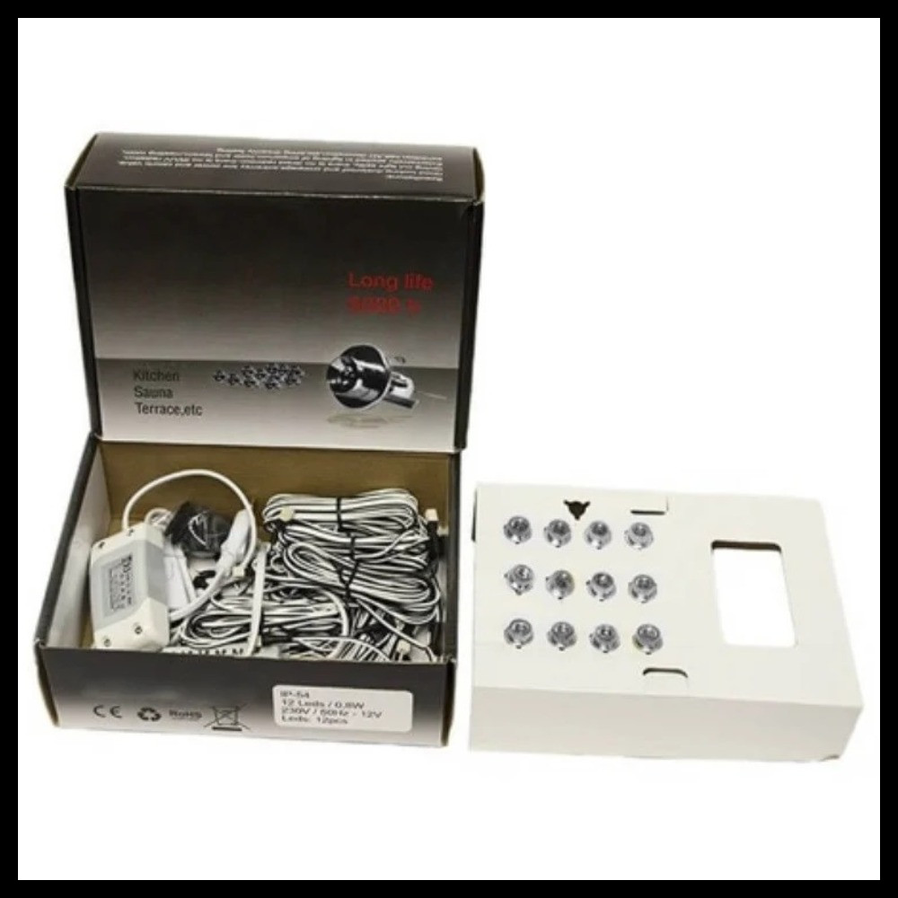 Точечное термостойкое LED освещение для финской сауны Sauna LedLight Silver (серебряные линзы, 12V, 9 точек), фото 1