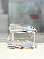 Балетки серебристого цвета "Mario Muzi" в Алматы. Женская кожаная обувь.