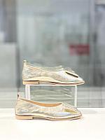 Балетки кожаные золотистого цвета "Mario Muzi". Женская обувь Алматы. Размеры 36,37,38,39.