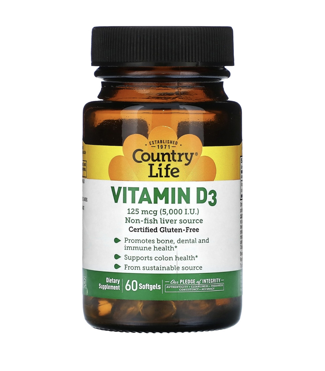 Country life витамин Д3, 5000, 60 мягких таблеток - фото 1 - id-p111996320