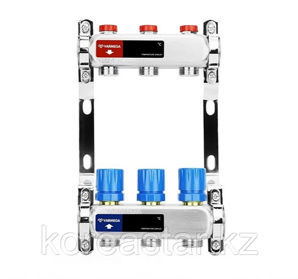 Распределительный коллектор для отопления Varmega 1" 3х3/4"ЕК, нержавейка