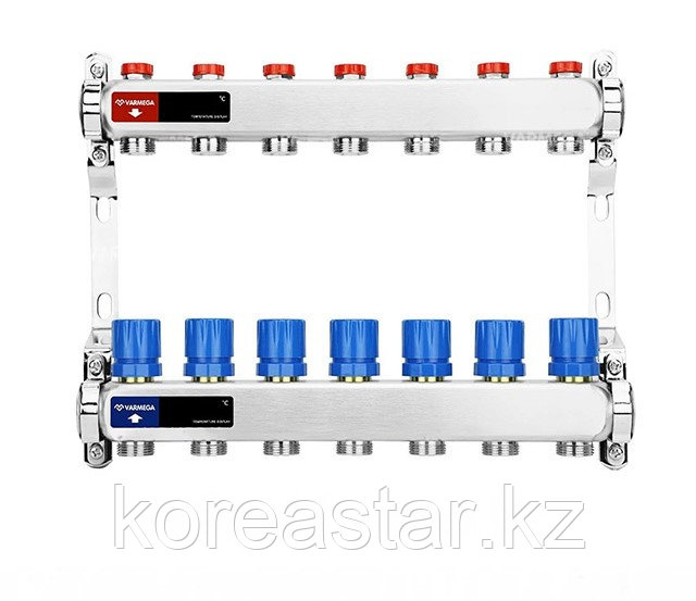 Распределительный коллектор для отопления Varmega 1" 7х3/4"ЕК, нержавейка