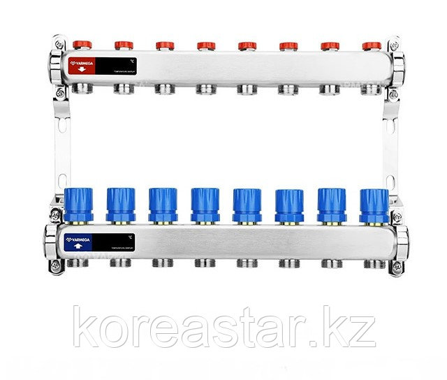 Распределительный коллектор для отопления Varmega 1" 8х3/4"ЕК, нержавейка - фото 1 - id-p108826848