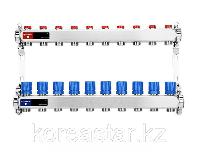 Распределительный коллектор для отопления Varmega 1" 10х3/4"ЕК, нержавейка