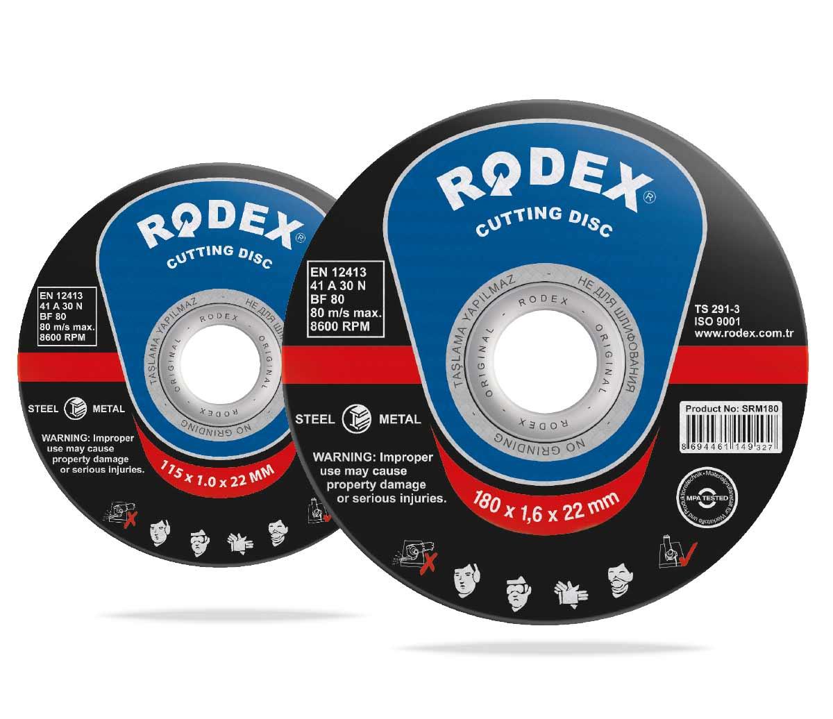 Диск отрезной по металлу Rodex 180x1,6x22 SRM16180