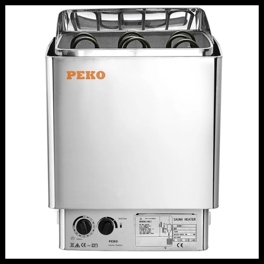 Электрическая печь для сауны Peko EGH-45 Chrome (со встроенным пультом, мощность = 4,5 кВт) - фото 1 - id-p74171364