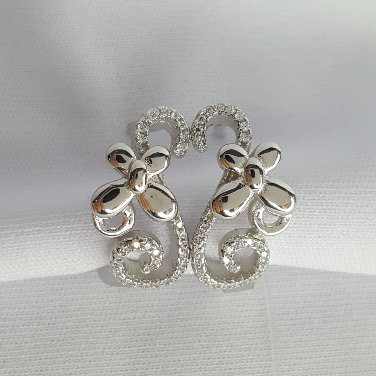 Серьги из серебра с фианитами Италия K89, фото 1