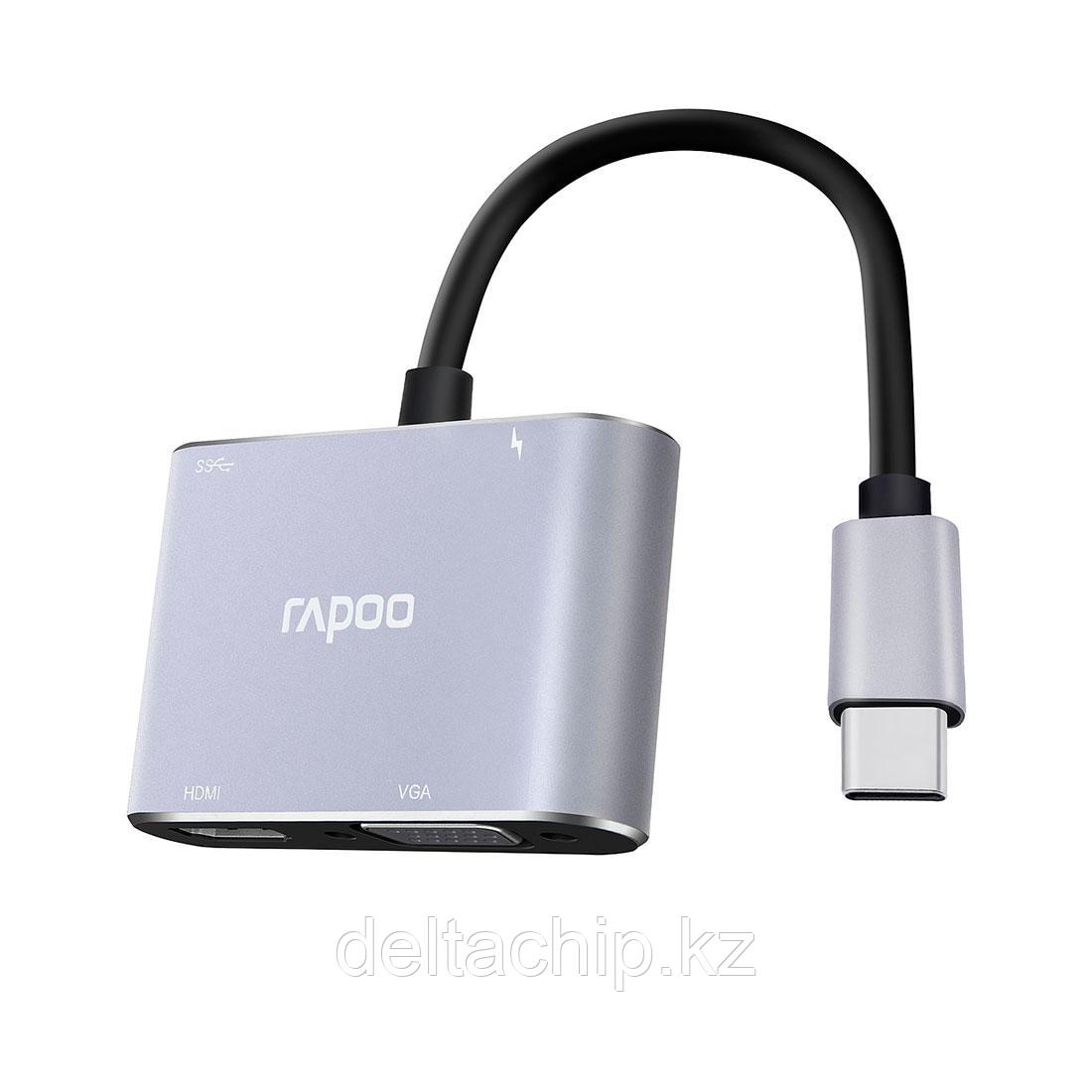 Мультифункциональный адаптер, Rapoo, XD30, 1xHDMI, 1xVGA, Grey - фото 1 - id-p111978295