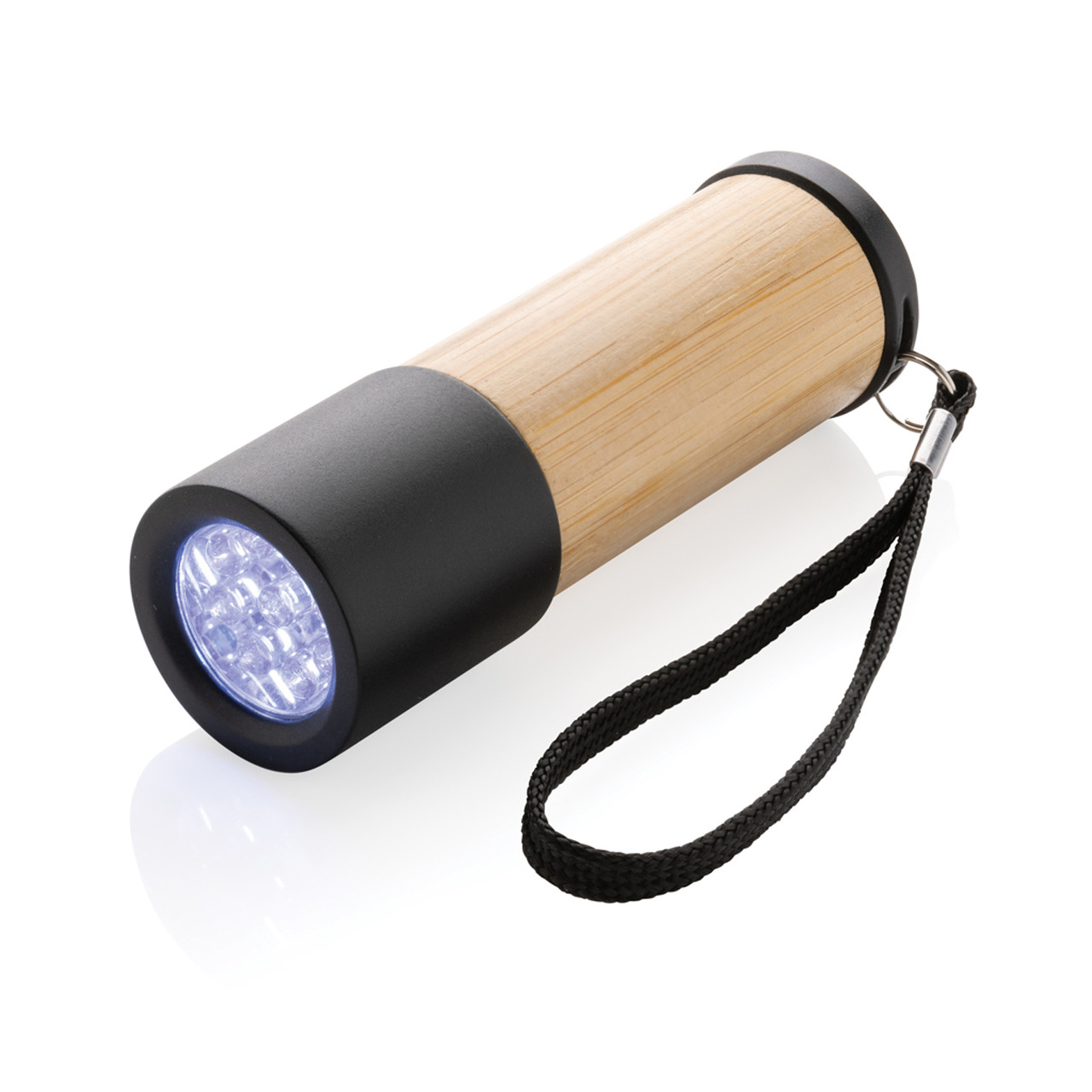 Карманный фонарик из бамбука и переработанного пластика RCS, коричневый; , Длина 3,2 см., ширина 3,2 см.,