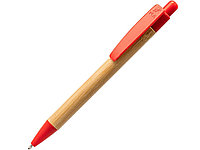 Ручка шариковая, ручка шариковая GILDON, бамбук, натуральный/красный