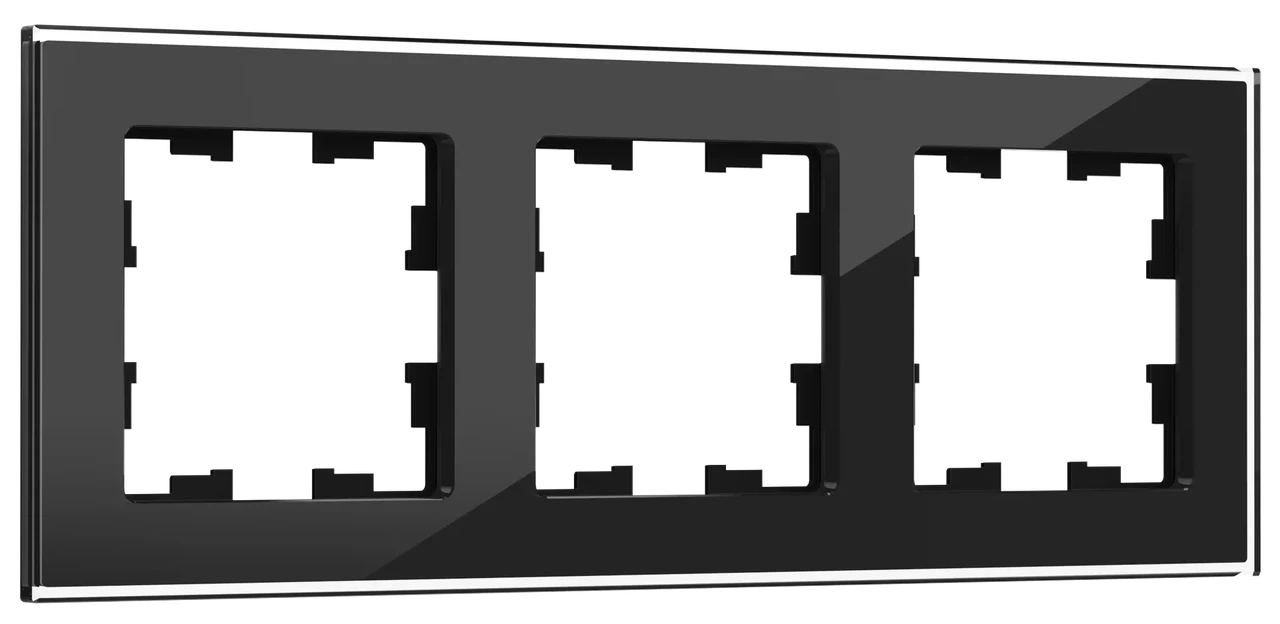 BRITE Рамка 3 -местная РУ-3-2-БрЧ стекло черный ИЭК