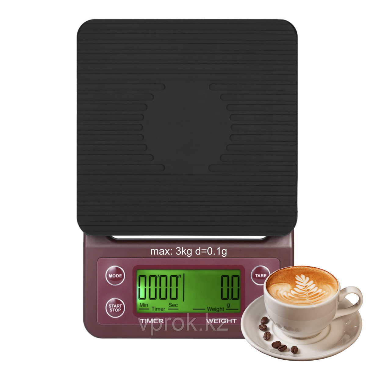 Кофе весы с таймером для бариста до 3 кг шаг 0,1 г - фото 1 - id-p112024084