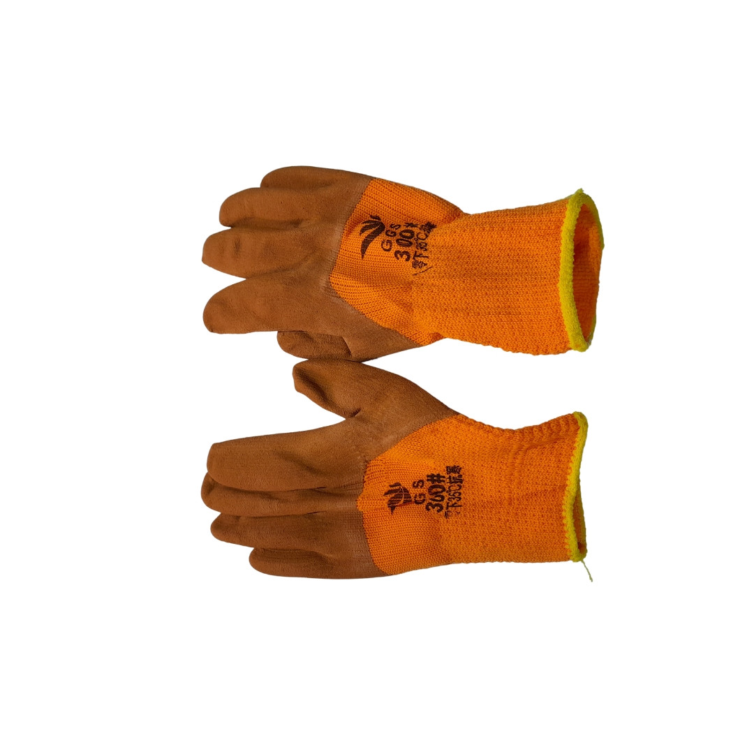 Прорезиненные плотные перчатки оранжевые 300# оригинал полный облив, фото 1