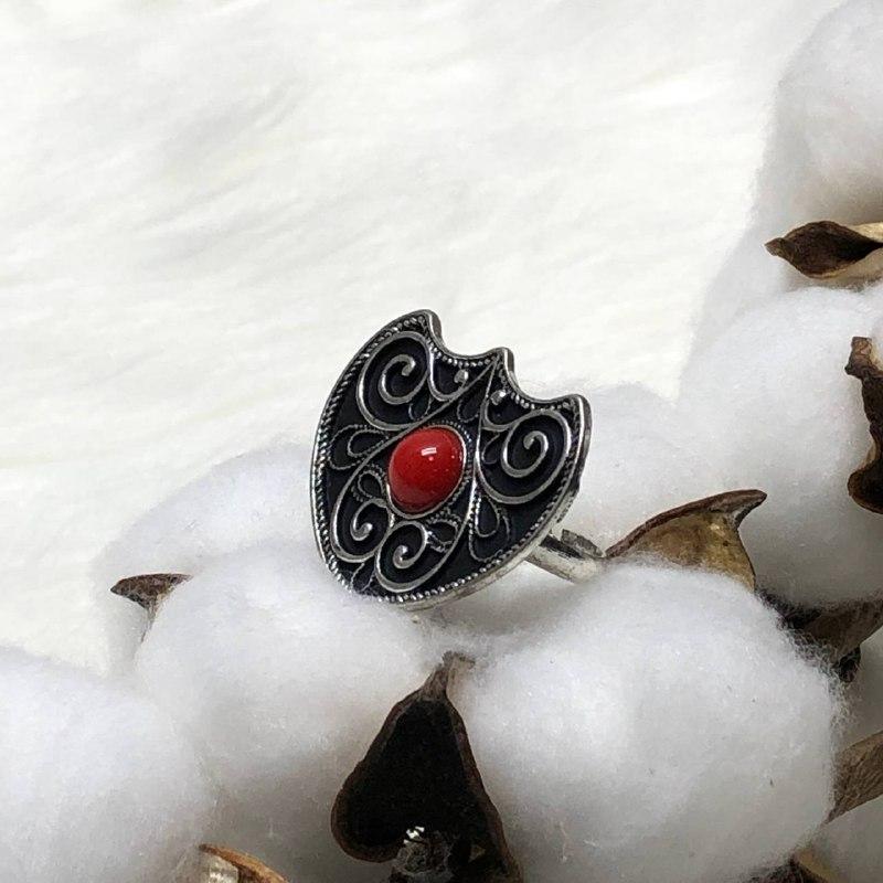 Казахское национальное кольцо с орнаментом красным камнем-узорное - фото 3 - id-p112036059