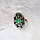 Казахское национальное кольцо с орнаментом зеленым камнем-круглое, фото 2