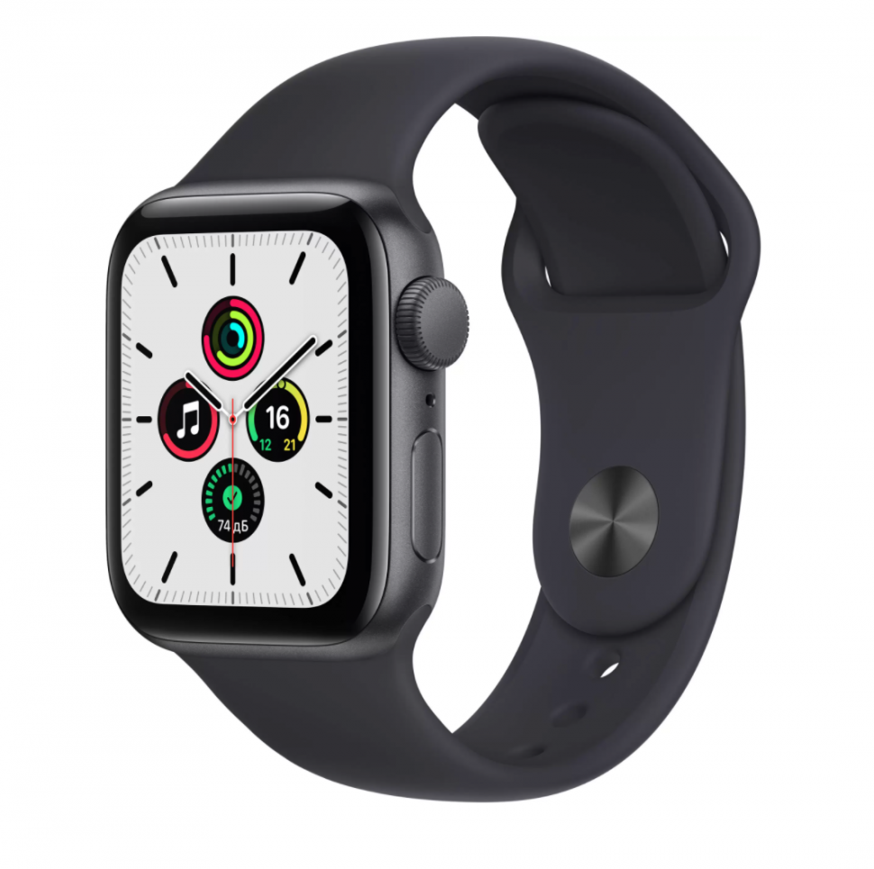 Apple Watch SE (2021) GPS 40mm Space Gray Aluminum Case with Black Sport Band - фото 1 - id-p112050963