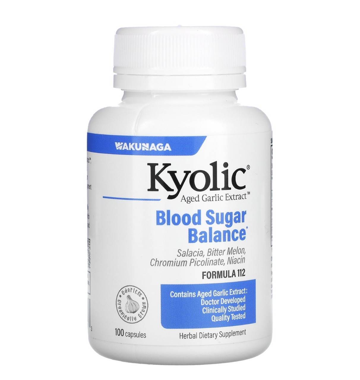Kyolic экстракт выдержанного чеснока, для нормализации баланса сахара в крови, 100 капсул - фото 1 - id-p112059899