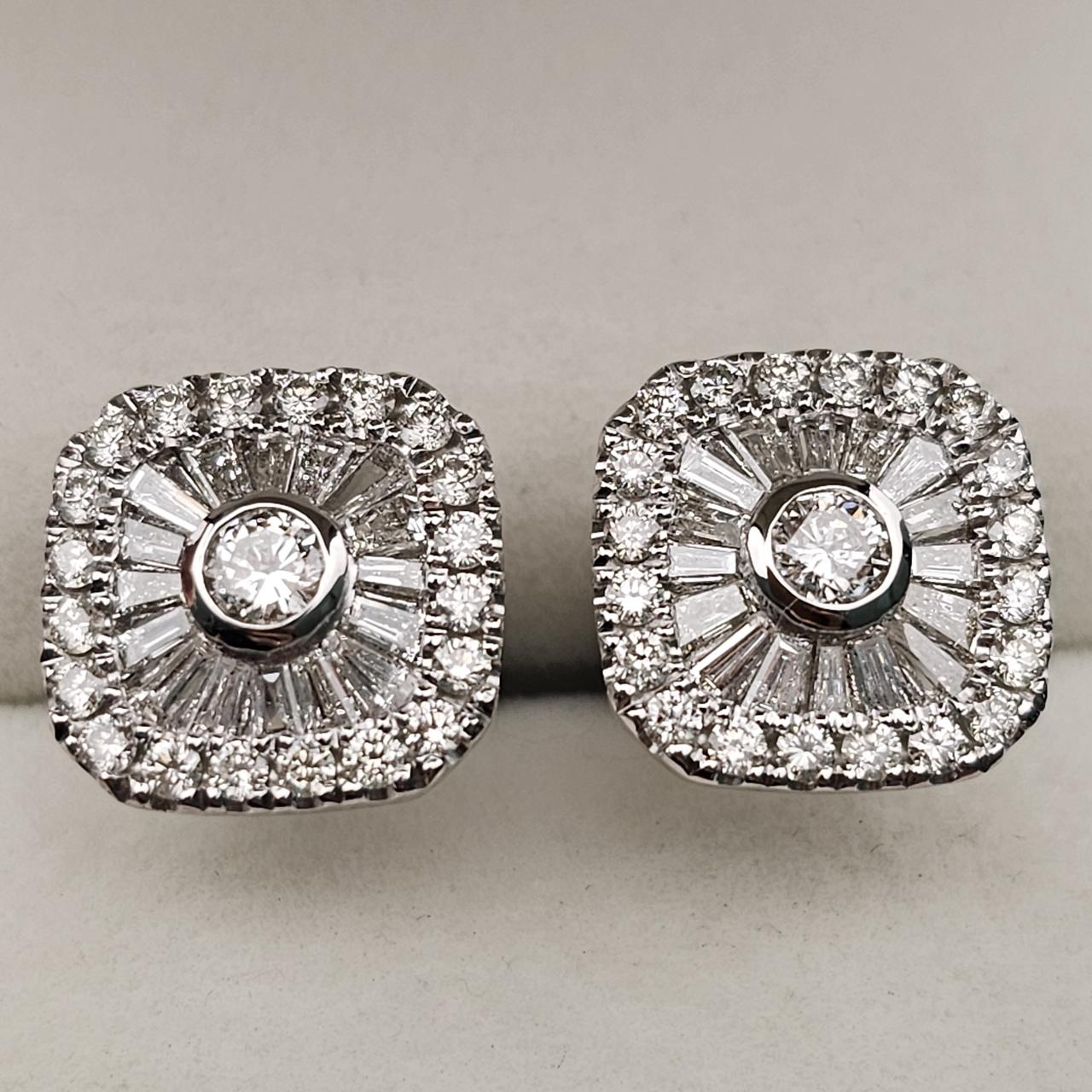Золотые серьги с бриллиантами 1.89Ct 4/4 A, VG-Cut