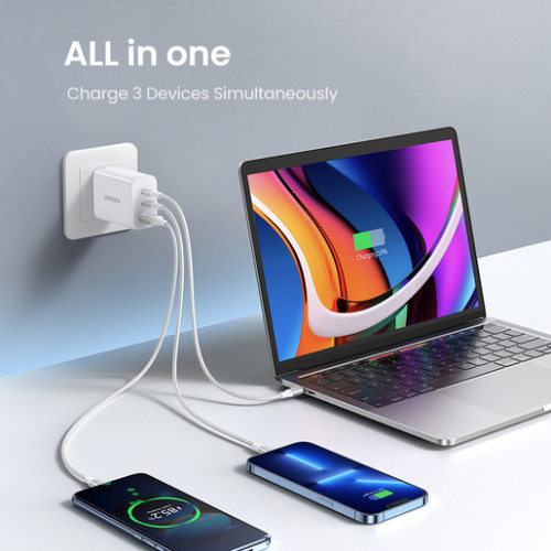 UGREEN 90496 Зарядное устройство сетевое CD275 65W USB-C USB-A+2*USB-C GaN Tech Fast Charger - фото 2 - id-p112062120