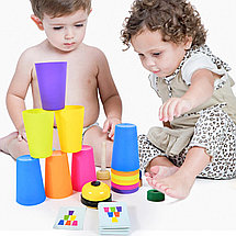 Развивающая настольная игра для детей "Собери стаканчики" 50 карточек, фото 3
