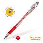 Ручка гелевая Crown "Hi-Jell Grip" 0,5мм, с резиновым упором для пальцев, красная, фото 4