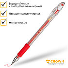 Ручка гелевая Crown "Hi-Jell Grip" 0,5мм, с резиновым упором для пальцев, красная, фото 5