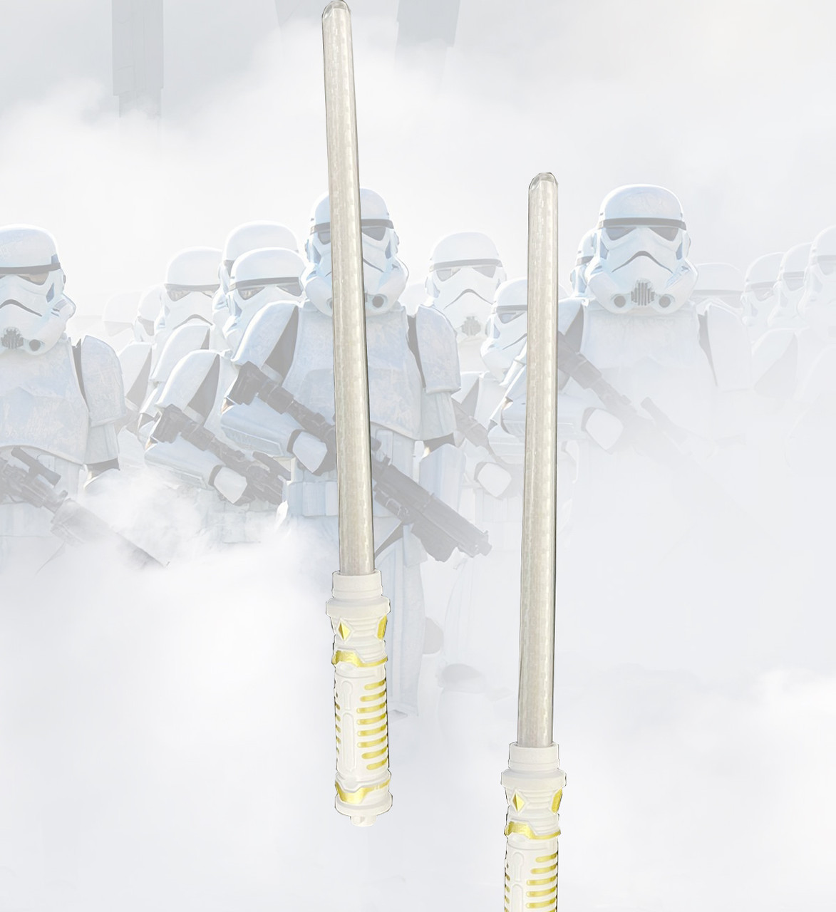 Набор световой мечей с музыкальным эффектом на батарейках 55 см белый - фото 1 - id-p112090635