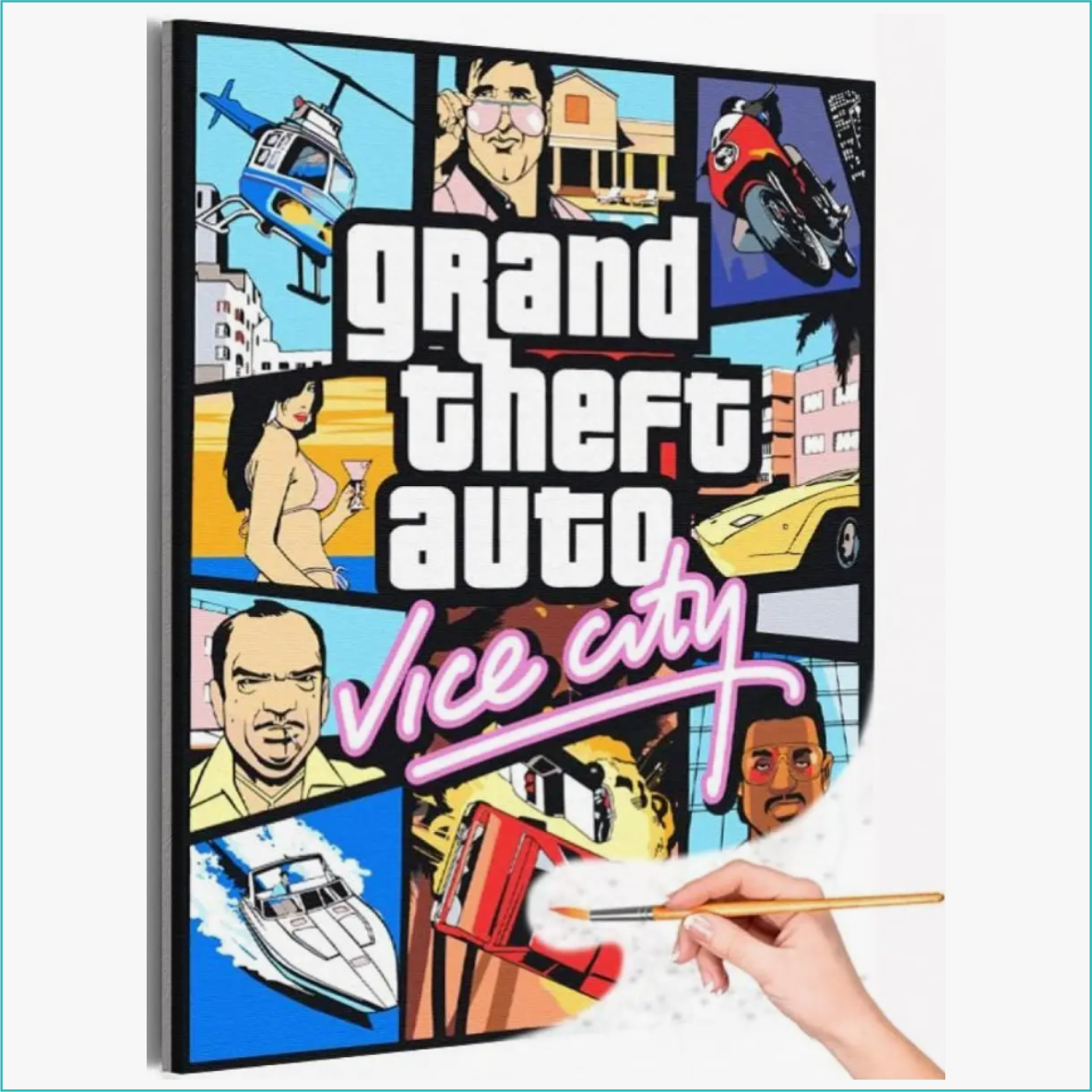 Картина по номерам "Компьютерная игра GTA - Vice City" (40х50) - фото 1 - id-p112094402
