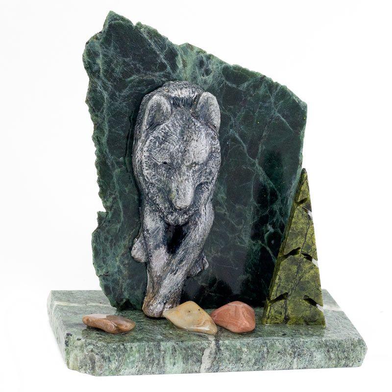 Сувенир "Волк" камень змеевик 116148 - фото 1 - id-p80872311