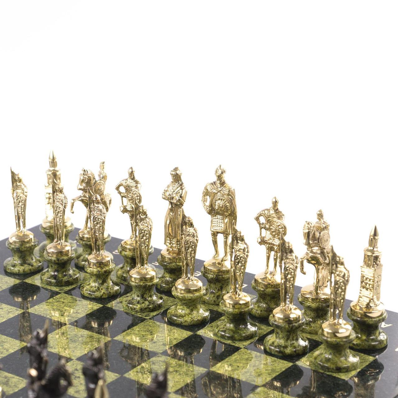 Подарочные шахматы "Русские воины" фигуры бронзовые на подставках из камня 44х44 см - фото 5 - id-p88219444