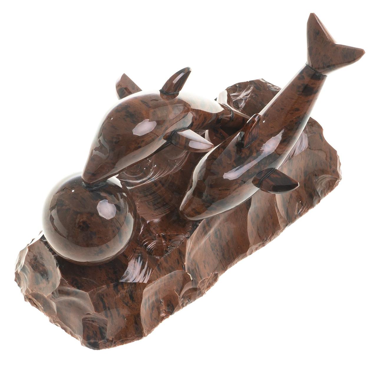 Декоративная фигурка "Пара дельфинов" камень обсидиан - фото 2 - id-p96137604