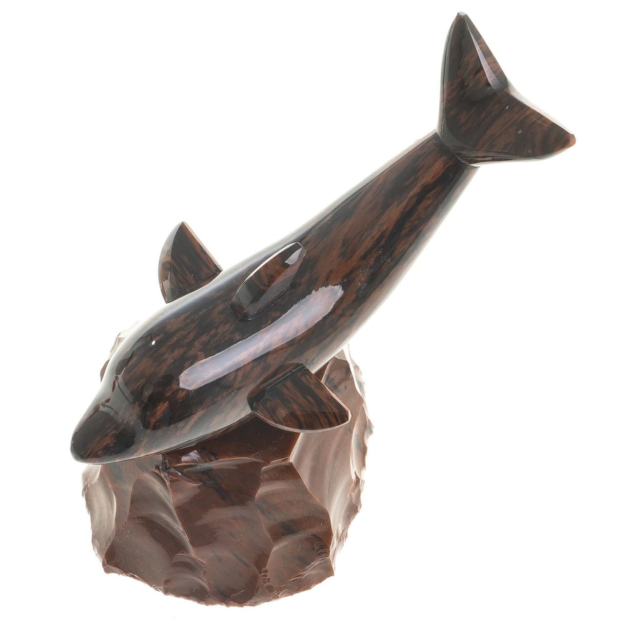 Декоративная фигурка "Дельфин" камень обсидиан коричневый - фото 2 - id-p96137605