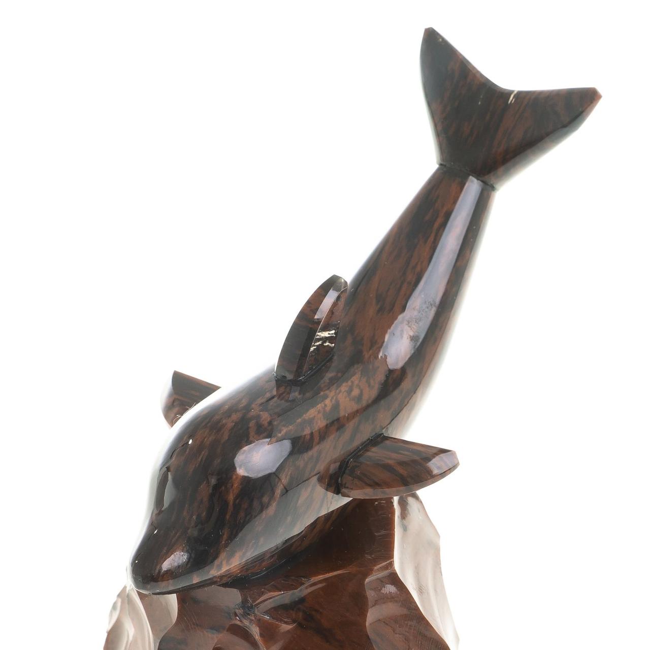 Декоративная фигурка "Дельфин" камень обсидиан коричневый - фото 3 - id-p96137605