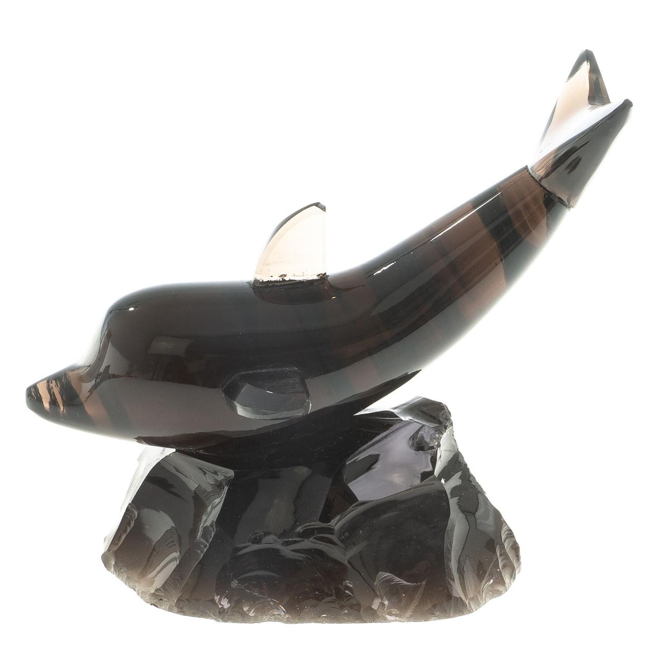 Декоративная фигурка "Дельфин" камень черный обсидиан - фото 1 - id-p96137606