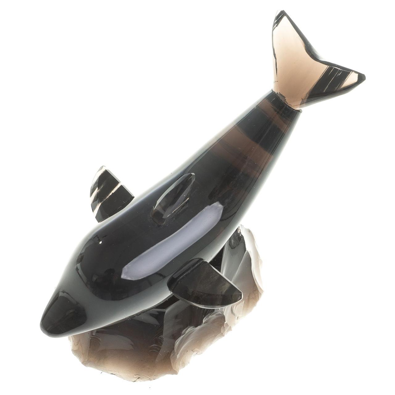 Декоративная фигурка "Дельфин" камень черный обсидиан - фото 2 - id-p96137606