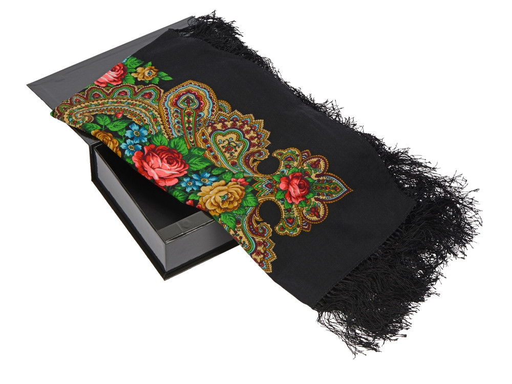 Павлопосадский платок, черный - фото 1 - id-p112099840