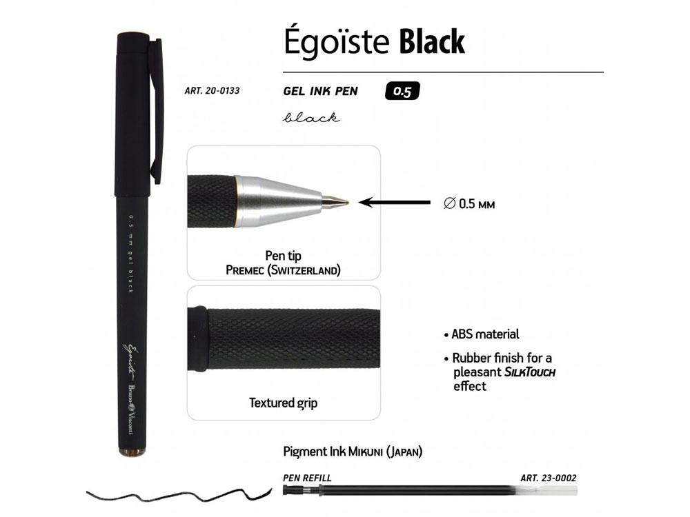 Ручка Egoiste.BLACK гелевая в черном корпусе, 0.5мм, черная - фото 3 - id-p112101557