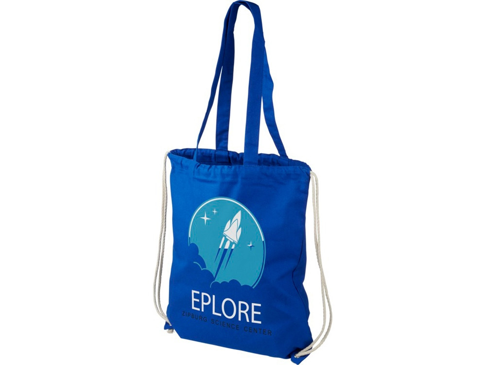 Рюкзак со шнурком Eliza из хлопчатобумажной ткани плотностью 240 г/м2, синий - фото 5 - id-p112100240