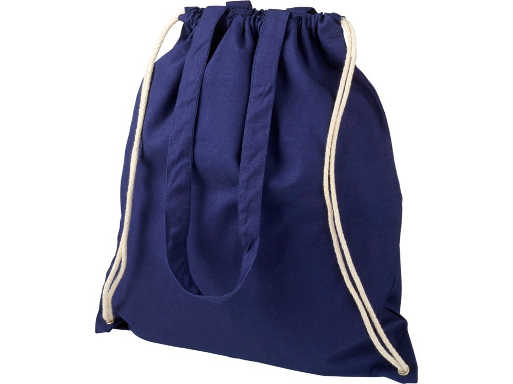 Рюкзак со шнурком Eliza из хлопчатобумажной ткани плотностью 240 г/м2, темно-синий - фото 4 - id-p112100241