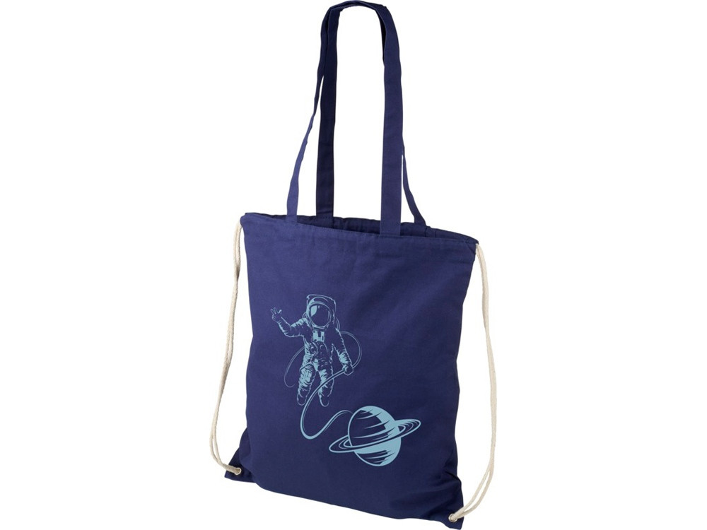 Рюкзак со шнурком Eliza из хлопчатобумажной ткани плотностью 240 г/м2, темно-синий - фото 5 - id-p112100241